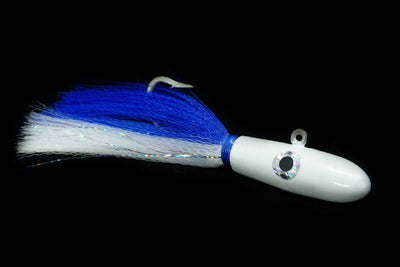 Blue and White Deep Jig, gulfstream lures, bottom jigs, bottom lures, grouper lures, snapper lures, amberjack lures, shark lures, halibut lures