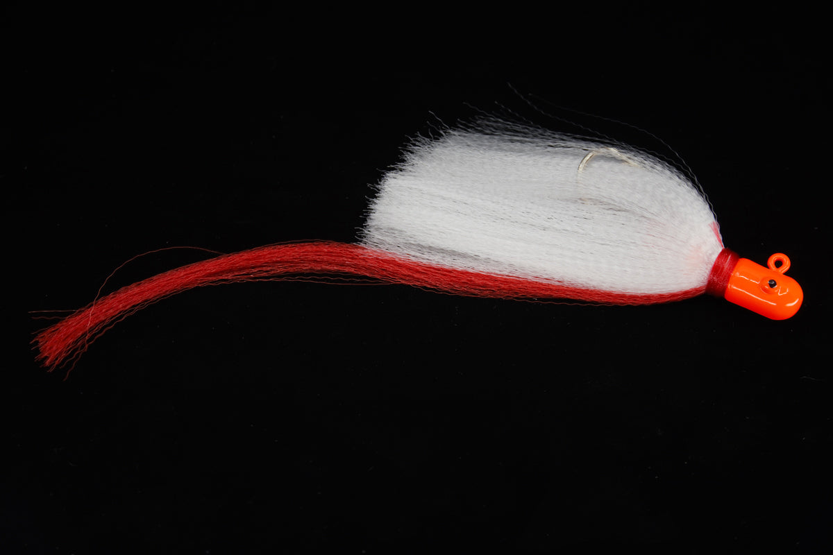 White Flair Hawk Lure with orange head and red tail, gulfstream lures, snook lures, tarpon lures, saltwater lures, best snook lure