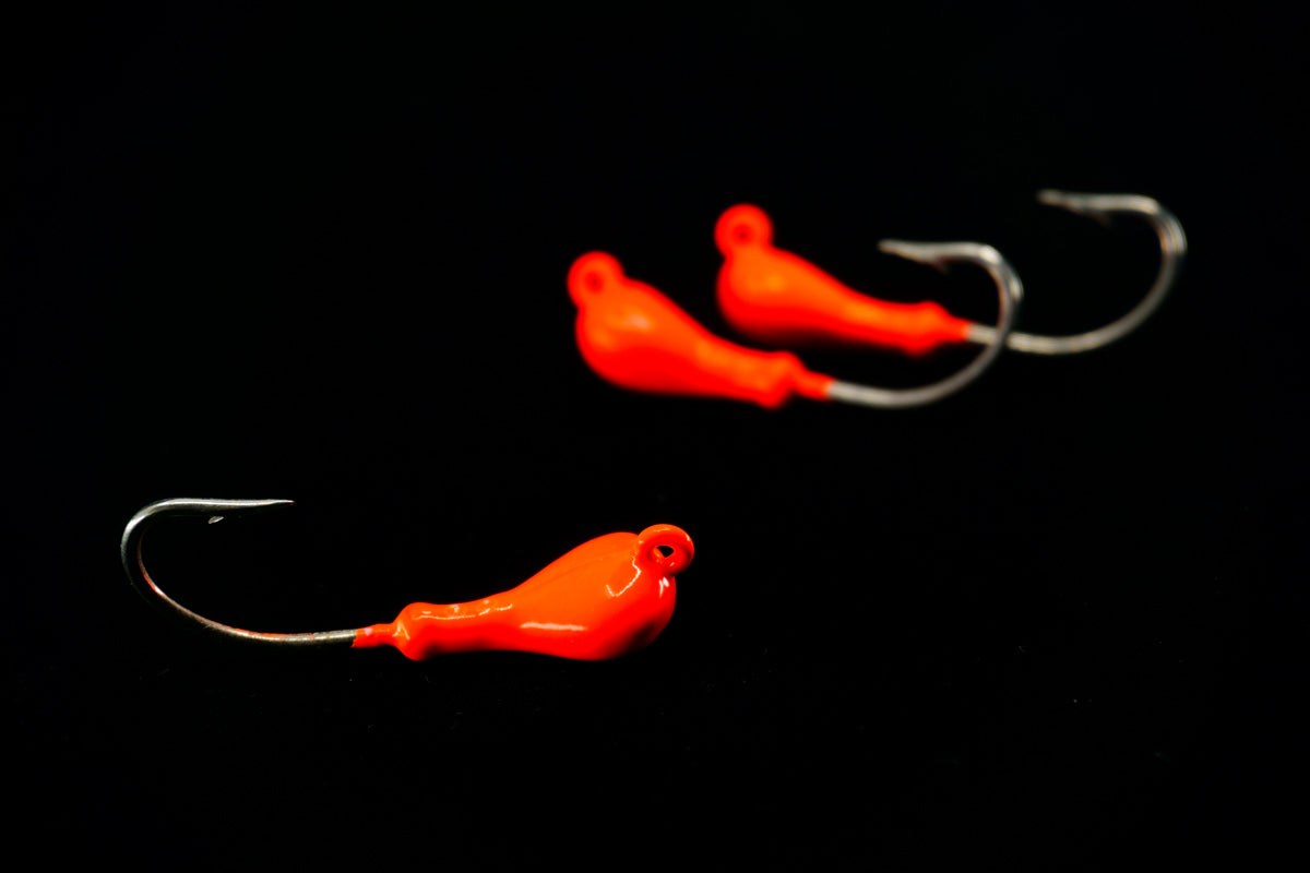 Orange Troll Rite Jig Head. Come in a 3 pack. This Gulfstream Lures is very popular for using as a Flounder Jig, Jack Jig, Ladyfish jig, Pompano Jig, Red Fish Jig, Sea Trout Jig and Snook Jig. Saltwater Jig Heads