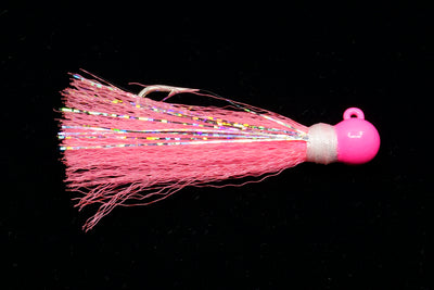 Pink Yellow Tail Jigs. This Gulfstream Lure with a bell-shaped head, nylon skirt and flashy Mylar strips make the Yellowtail Jig irresistible. It is the best yellow tail jig and also great when used as Pompano Jig, Spanish Mackerel lure, Jack lure. Saltwater casting jigs, saltwater casting lure.