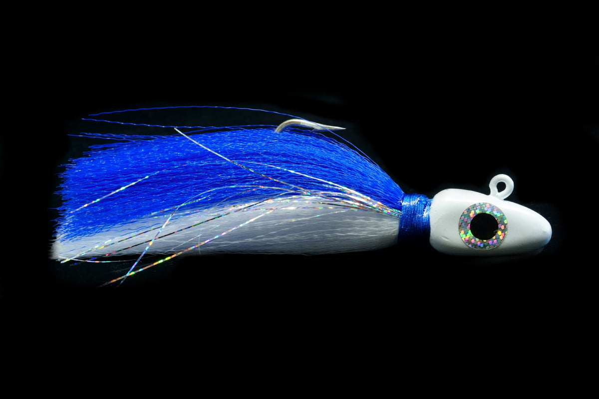 blue and white arrowhead lure, gulfstream lures, saltwater lures, fishing jigs, grouper lures, snapper lures, amberjack lures, cobia lures, kingfish lures, saltwater jigs, arrowhead jig, bottom lures, bottom jigs,
