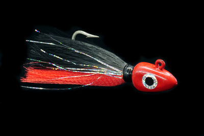 red and black arrowhead lure, gulfstream lures, saltwater lures, fishing jigs, grouper lures, snapper lures, amberjack lures, cobia lures, kingfish lures, saltwater jigs, arrowhead jig, bottom lures, bottom jigs,