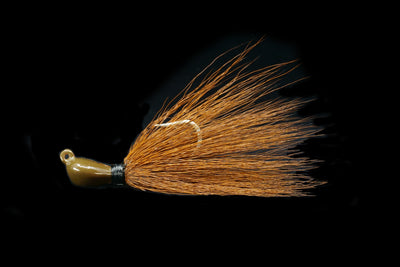 Brown Skimmer Jig. This gulfstream lure is great as saltwater jigs, cobia lures, cobia jigs, striper lures, striper jigs, snook lures and snook jigs and bottom jigs. Saltwater lures.