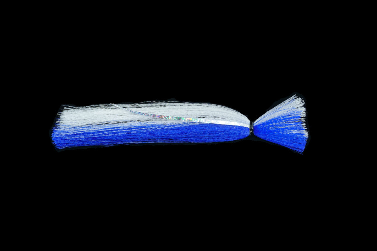 Blue and White Trolling Witch. These Gulfstream Lures are made with high quality nylon streamers. These trolling streamers are the perfect compliment to rig with ballyhoo, belly strips, squid, etc. used as sailfish lures, dolphin lures, tuna lures, wahoo lures, and kingfish lures. Trolling Lures and Trolling Streamers. Trolling Skirts and Trolling Rigs. Trolling for dolphin, trolling for wahoo.
