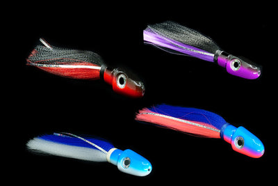 Collection of Wahoo Slayer lures in various colors.  This Gulfstream Lures trolling lure is the ultimate lure for wahoo.  It is also used as a Kingfish lure and tuna lure.  A great saltwater trolling lure. Wahoo Trolling Lure.
