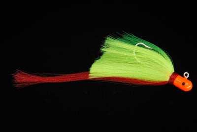 Chartreuse Flair Hawk Lure with orange head and red tail, gulfstream lures, snook lures, tarpon lures, saltwater lures, best snook lure
