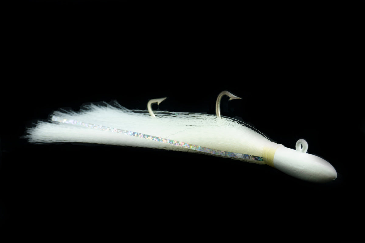White Kingfish Jig, kingfish jig with double hooks, best kingfish jig, best kingfish lure, saltwater jigs, saltwater lures, gulfstream lures
